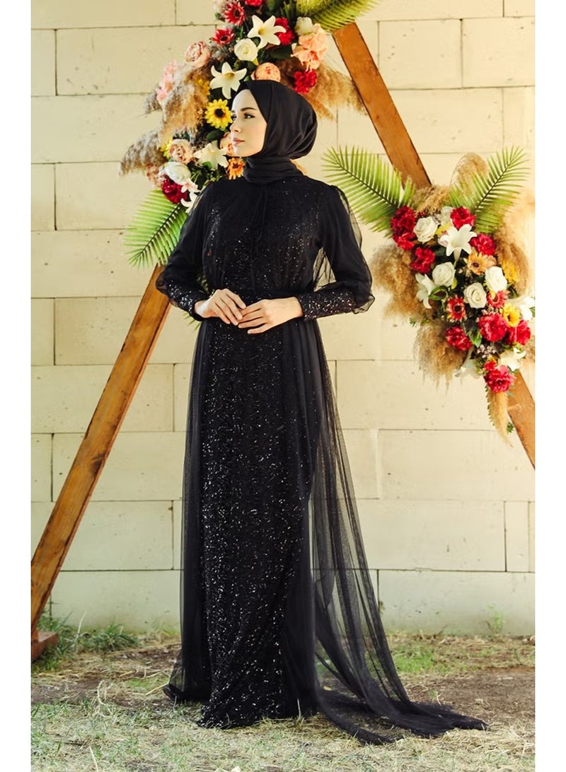 سيفا ميرفي فستان سهرة لامع 5346-02 أسود - Image 2